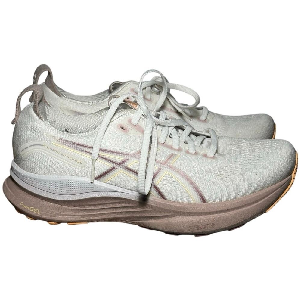 ASICS GEL-Kayano 32 White Orange Glow Wide Womens 8 D Running Shoes 1012B839